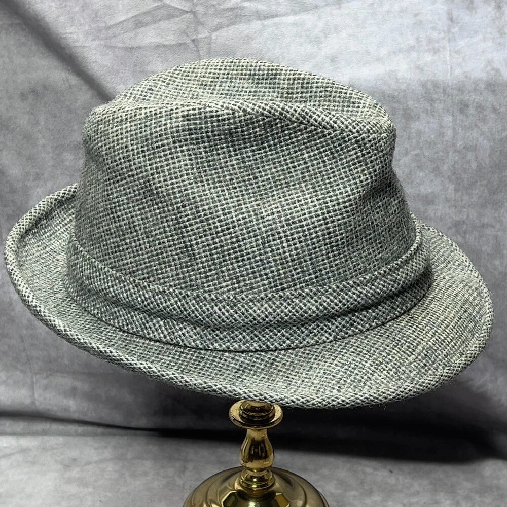 Vintage Resistol Fedora Hat Mens 7 3/8 Gray Wool Tweed Self-Conforming 1960s